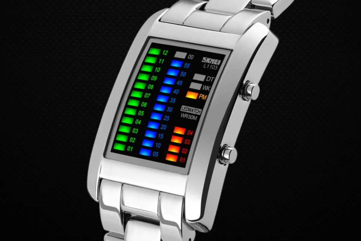 zegarek binarny pokazujący godzinę