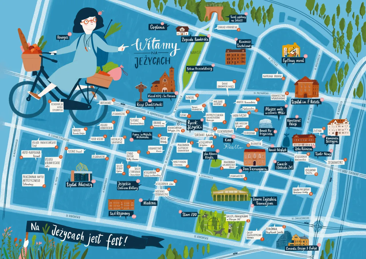 mapa osiedla z punktami usługowymi