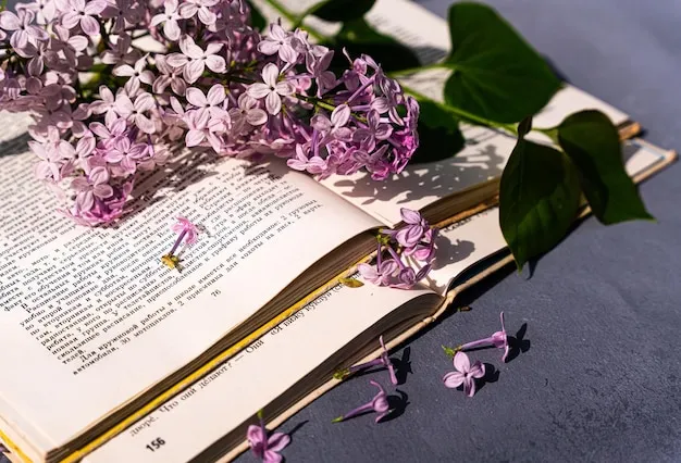 otwarta książka poezji z kwiatami