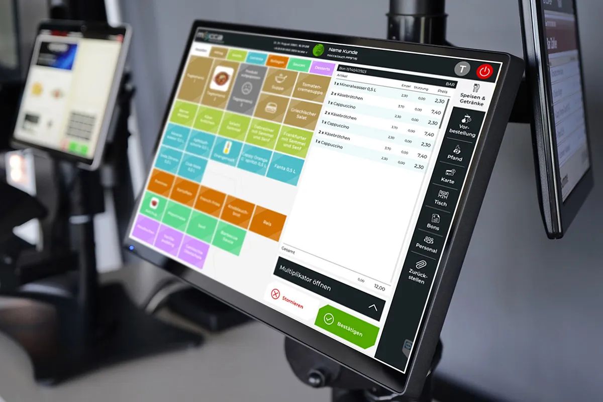Integration von Kassensystem und Warenwirtschaft auf einem Tablet in einem Restaurant