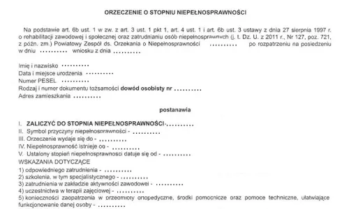dokumenty do orzeczenia o niepełnosprawności