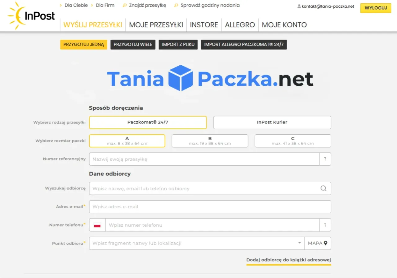 InPost Mobile, Szybkie Nadania, Manager Paczek porównanie