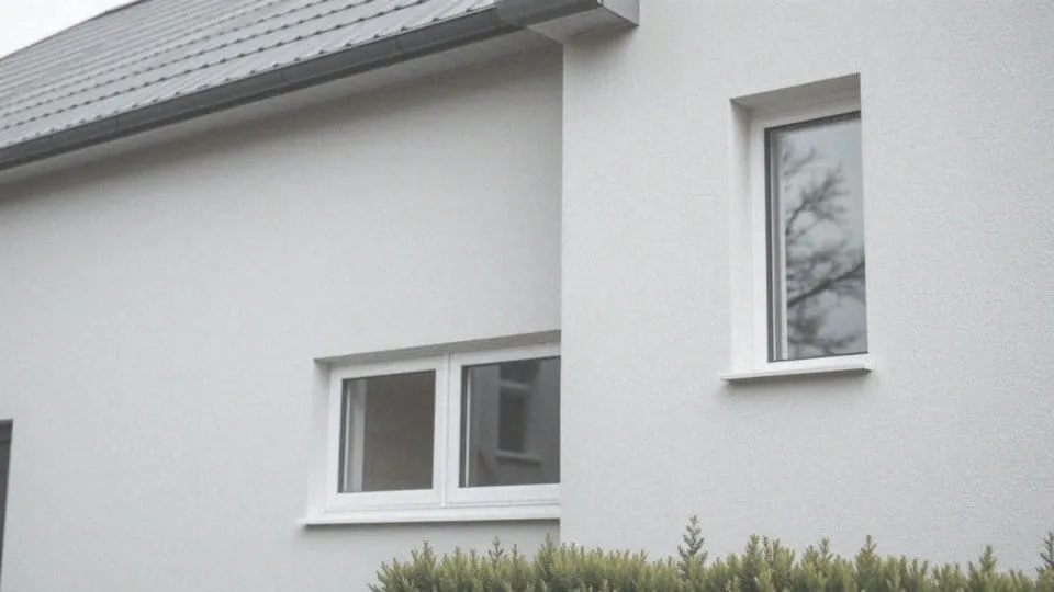 minimalistyczny dom grafitowy dach białe okna szara elewacja beton