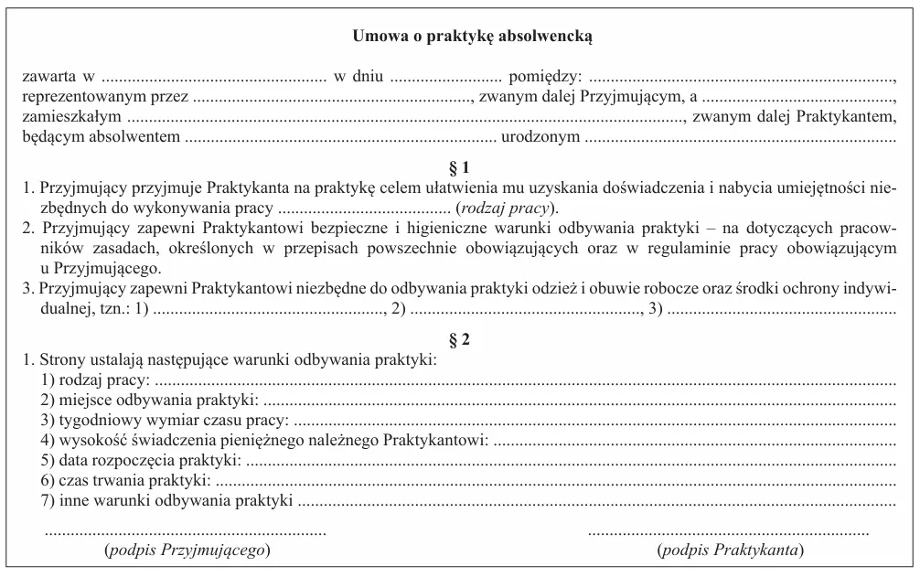 Porównanie umowa o praktykę absolwencką a umowa zlecenie