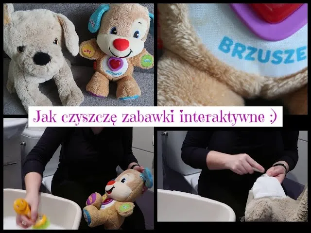 czyszczenie pluszowej zabawki grającej wilgotną ściereczką