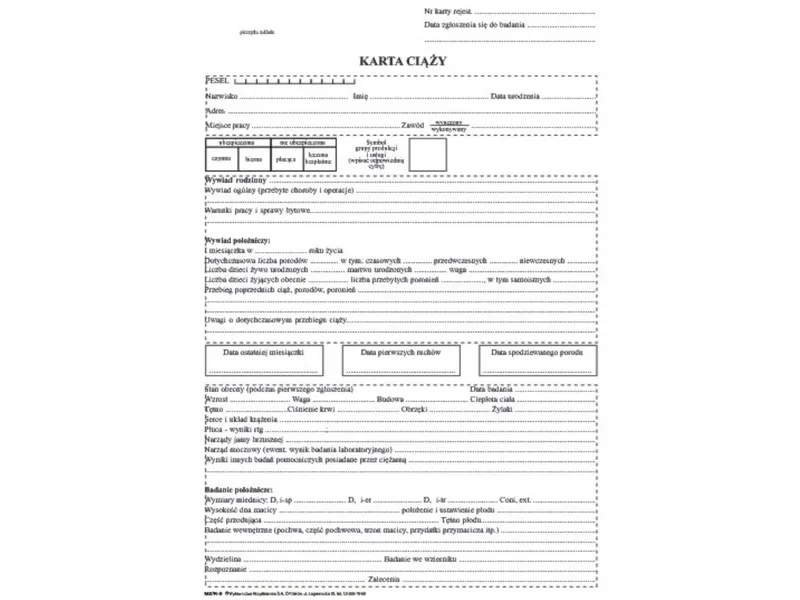Kobieta w ciąży dokumenty