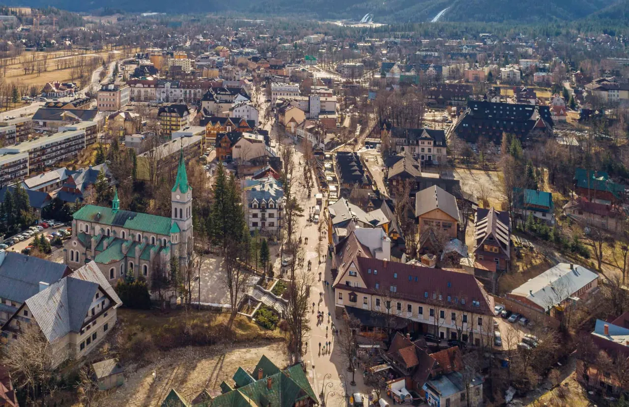 Krupówki Zakopane widok z góry