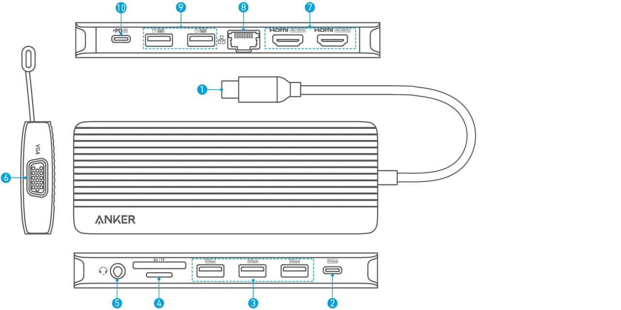 monitor z hubem usb c schemat podłączenia