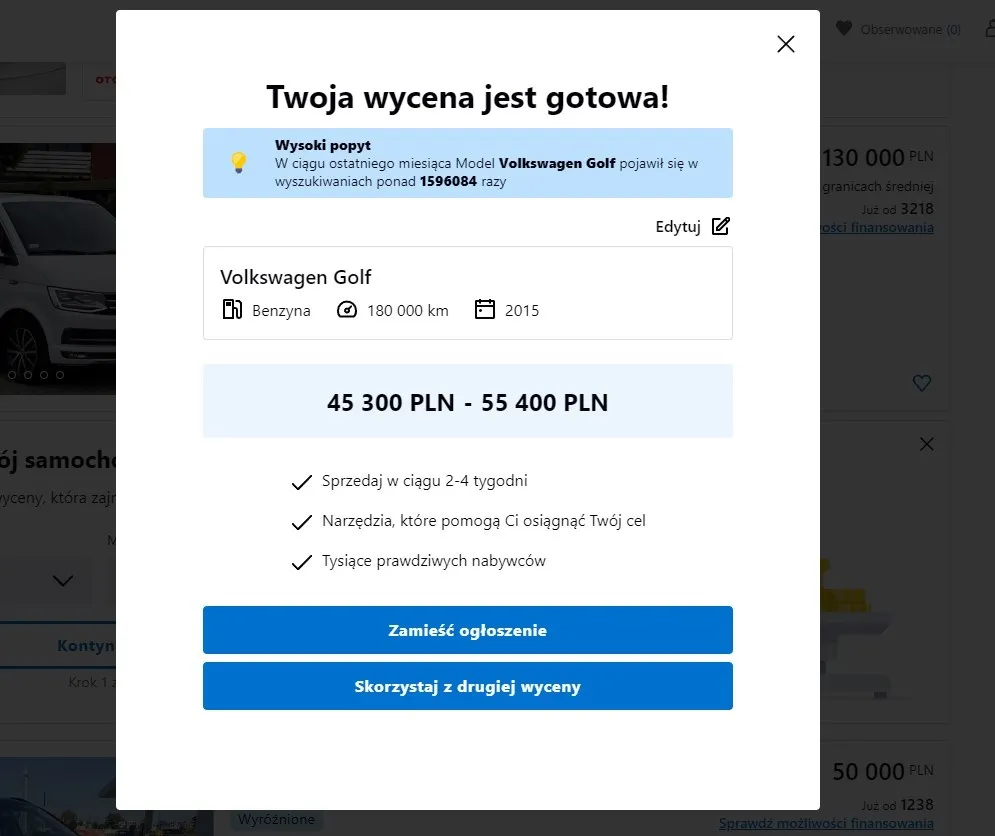 kalkulator wartości samochodu online