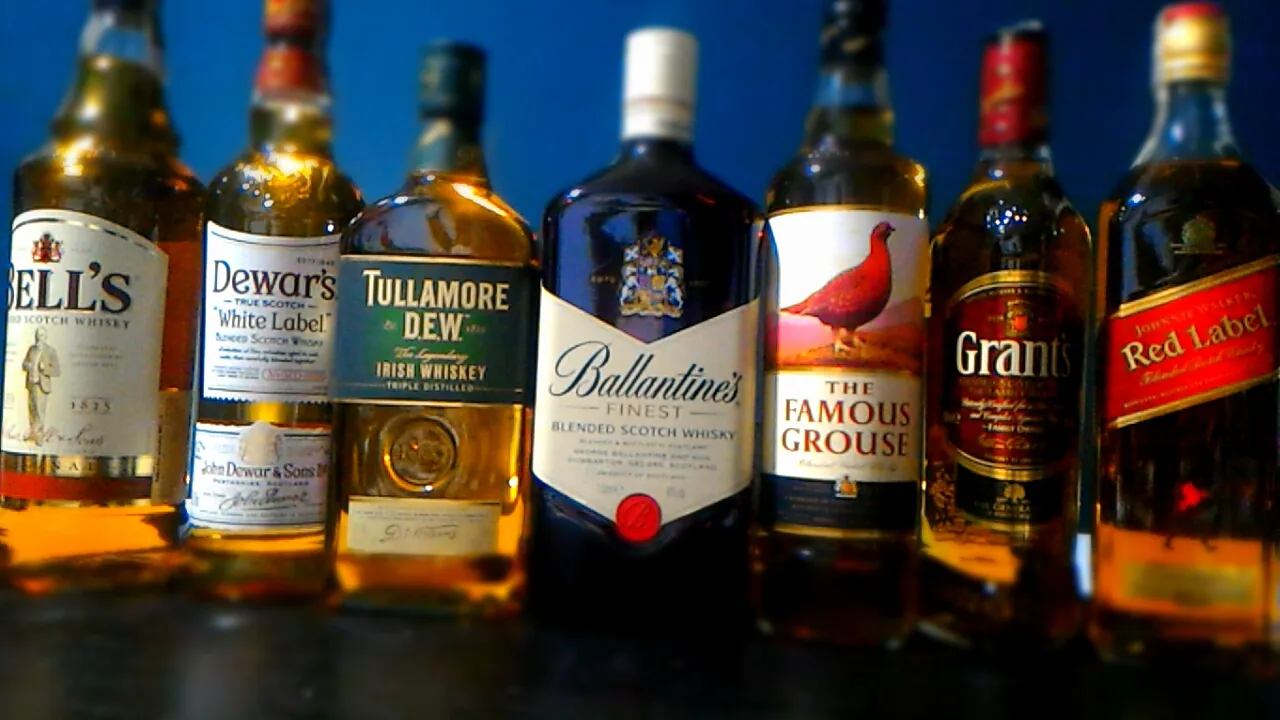 Ballantine's Finest vs Johnnie Walker Red Label vs Grant's butelki