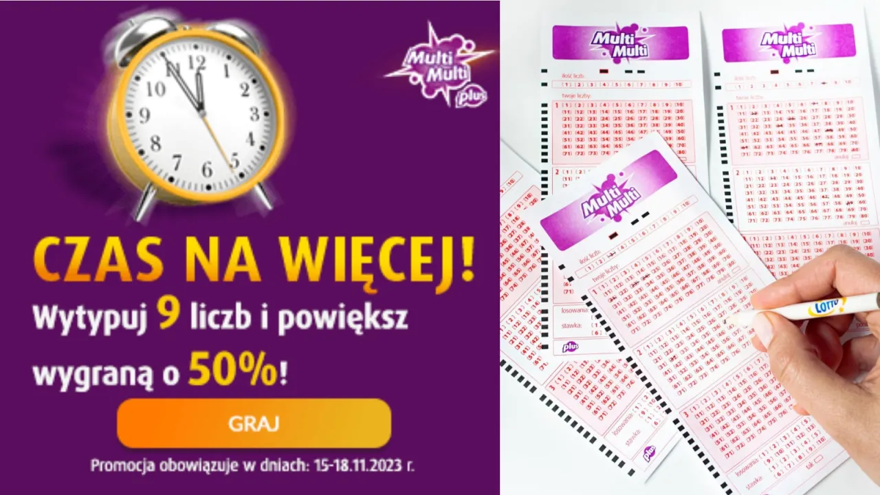 Czas na więcej! Wytypuj 9 liczb i powiększ wygraną o 50% w loterii promocyjnej Wygraj z Multi Multi. Graj!