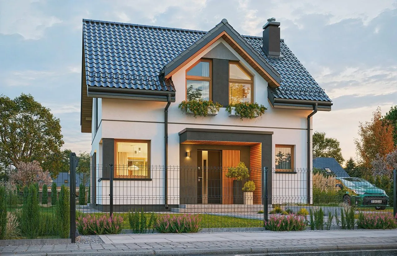 Projekt domu 70m2 na zgłoszenie, prosta bryła