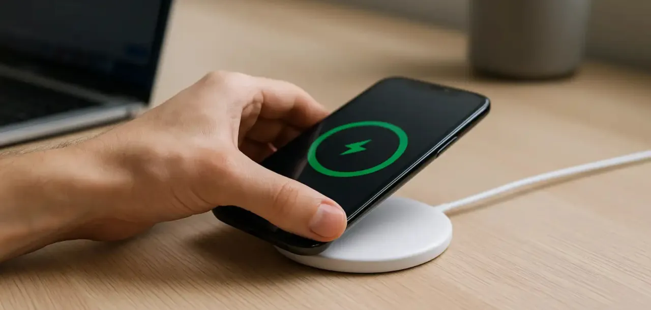 iPhone na ładowarce indukcyjnej