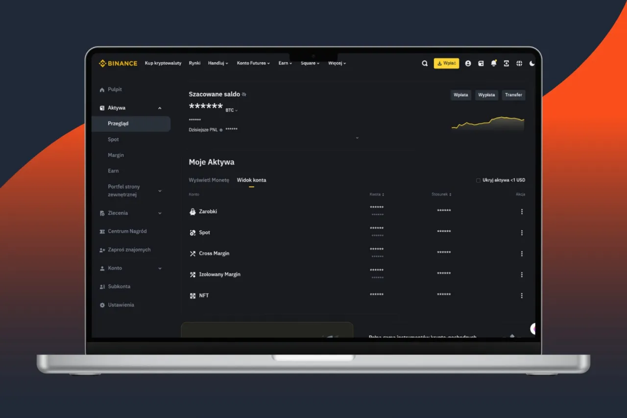 Przykładowy interfejs portfela kryptowalutowego