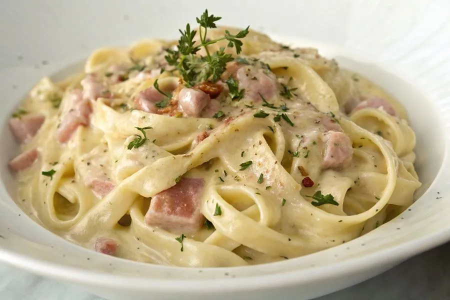 spaghetti z serkiem topionym gotowe danie