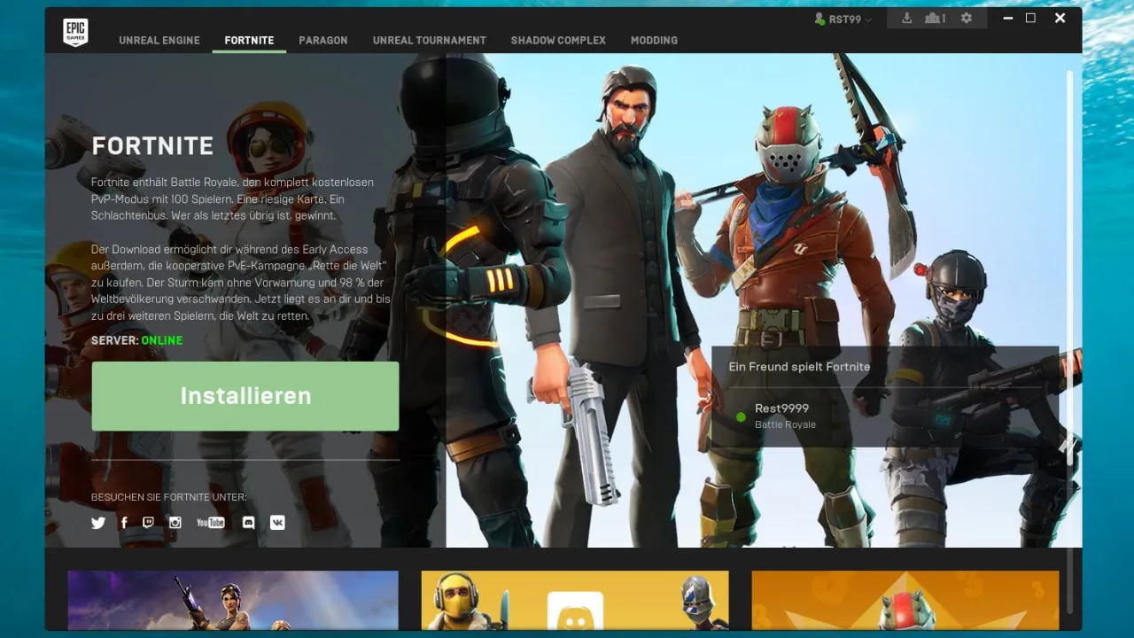 Fortnite Epic Games Launcher rozmiar gry ustawienia