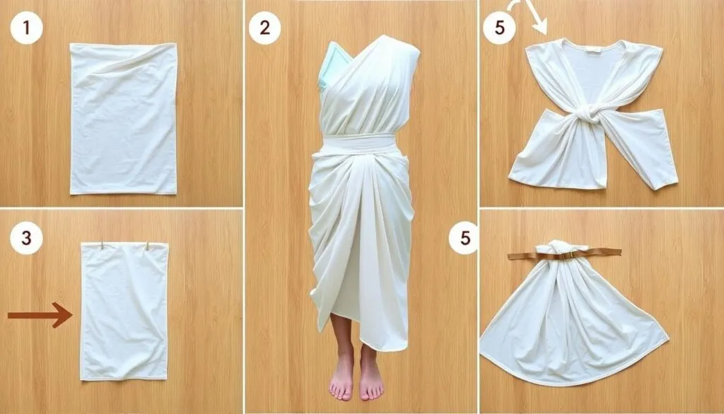 jak upiąć strój grecki z prześcieradła krok po kroku
