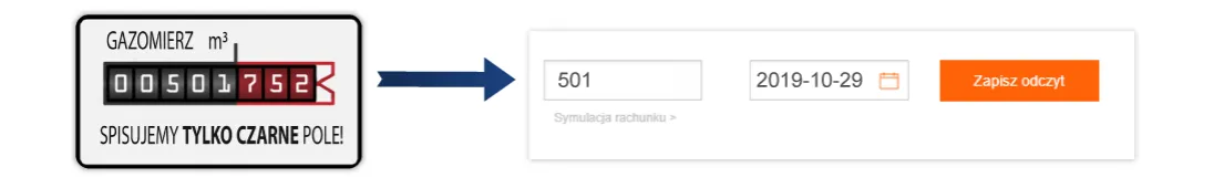 eBOK PGNiG podaj odczyt ekran