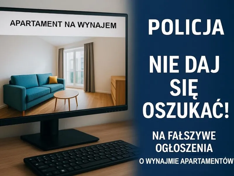 ostrzeżenie przed oszustwami wynajem mieszkania grafika