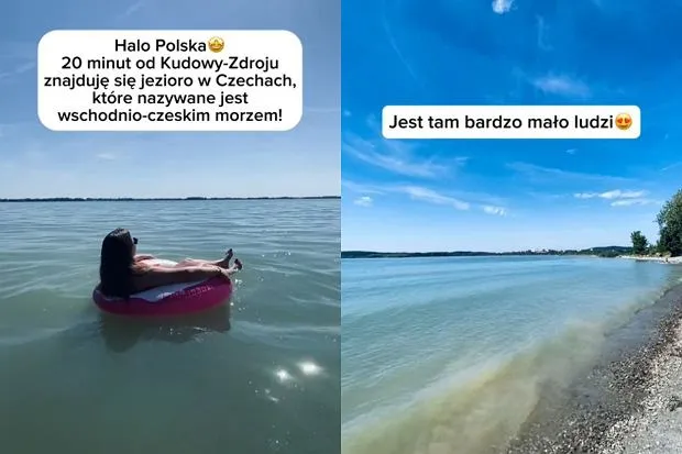 Jezioro Rozko&scaron; plaże trawiasta kamienista
