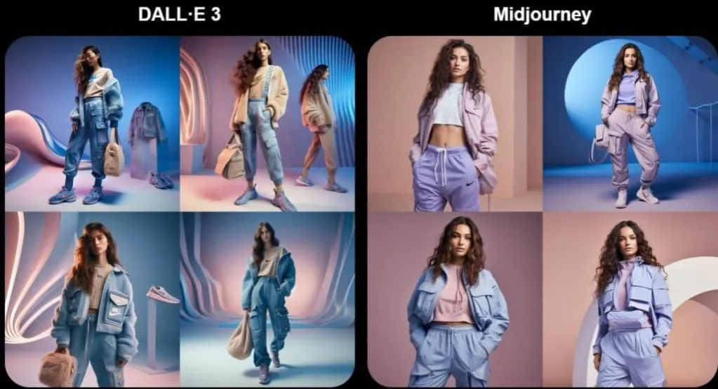 Przykłady grafik generowanych przez AI (Midjourney, DALL-E)