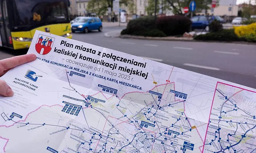 Mapa tras autobusów KLA Kalisz z zaznaczonymi zmianami