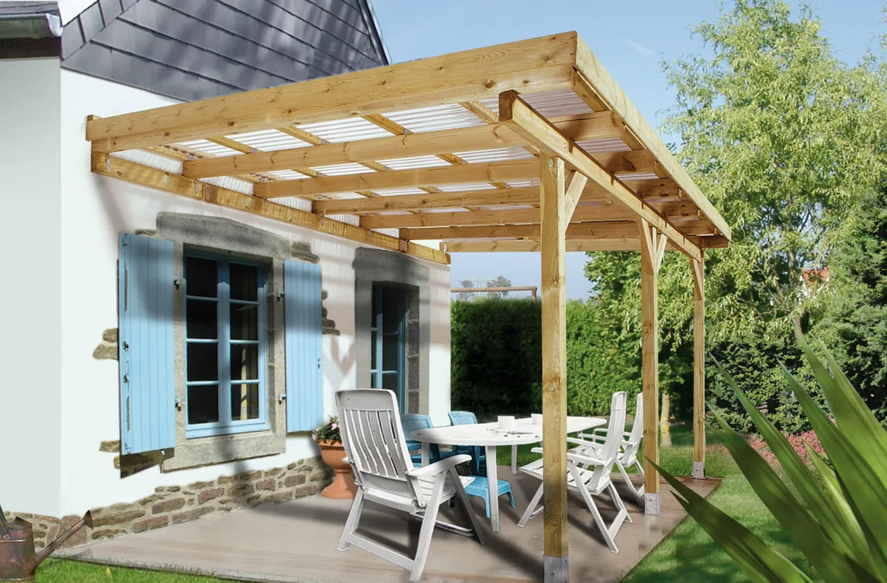 Przykłady zastosowań kotew do drewna 12x12 wiata taras pergola