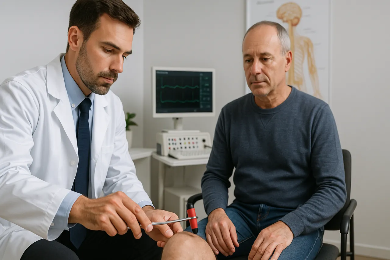 lekarz rozmawiający z pacjentem, diagnostyka zawrotów głowy