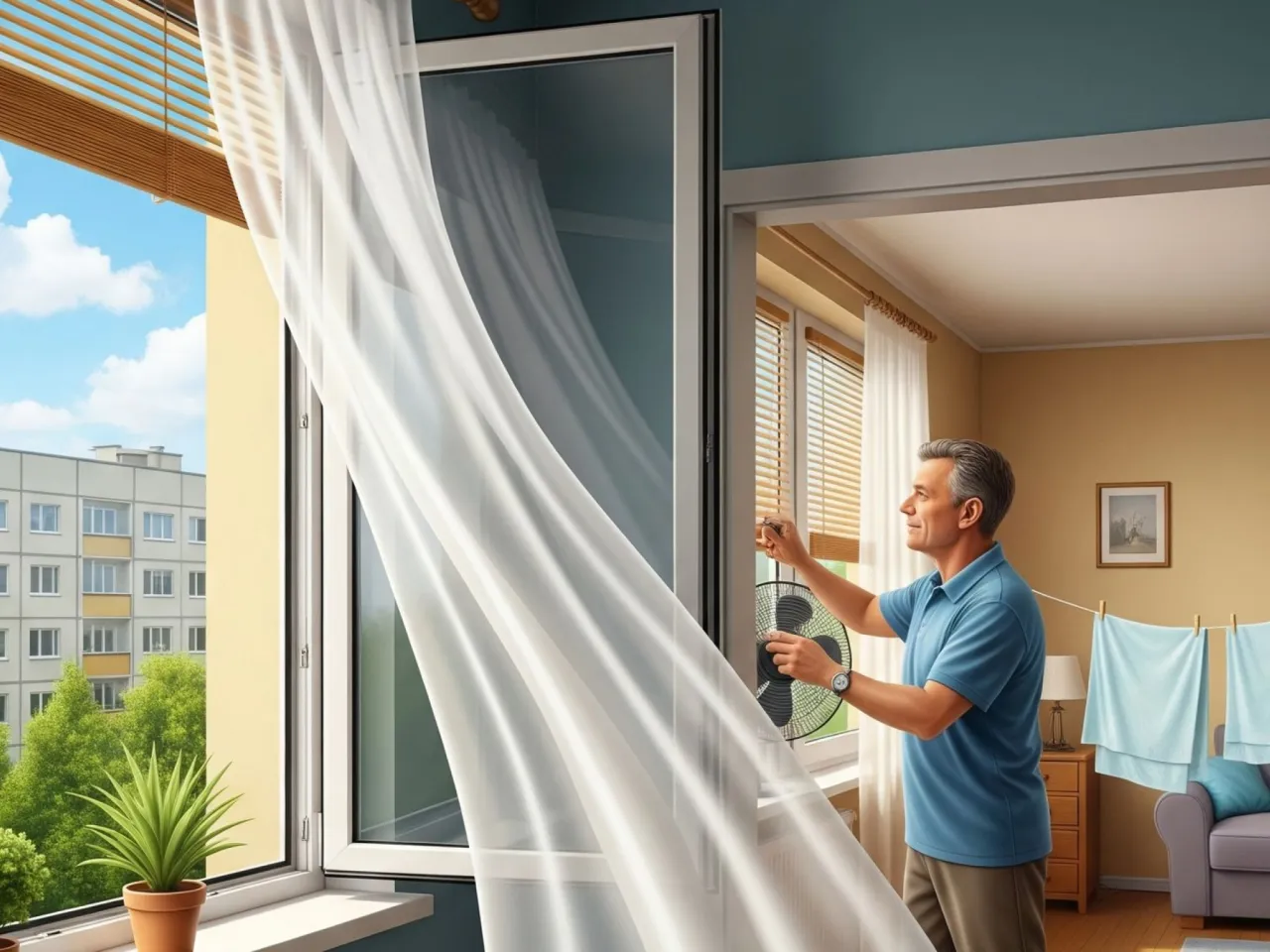 jak schłodzić mieszkanie latem naturalny przeciąg