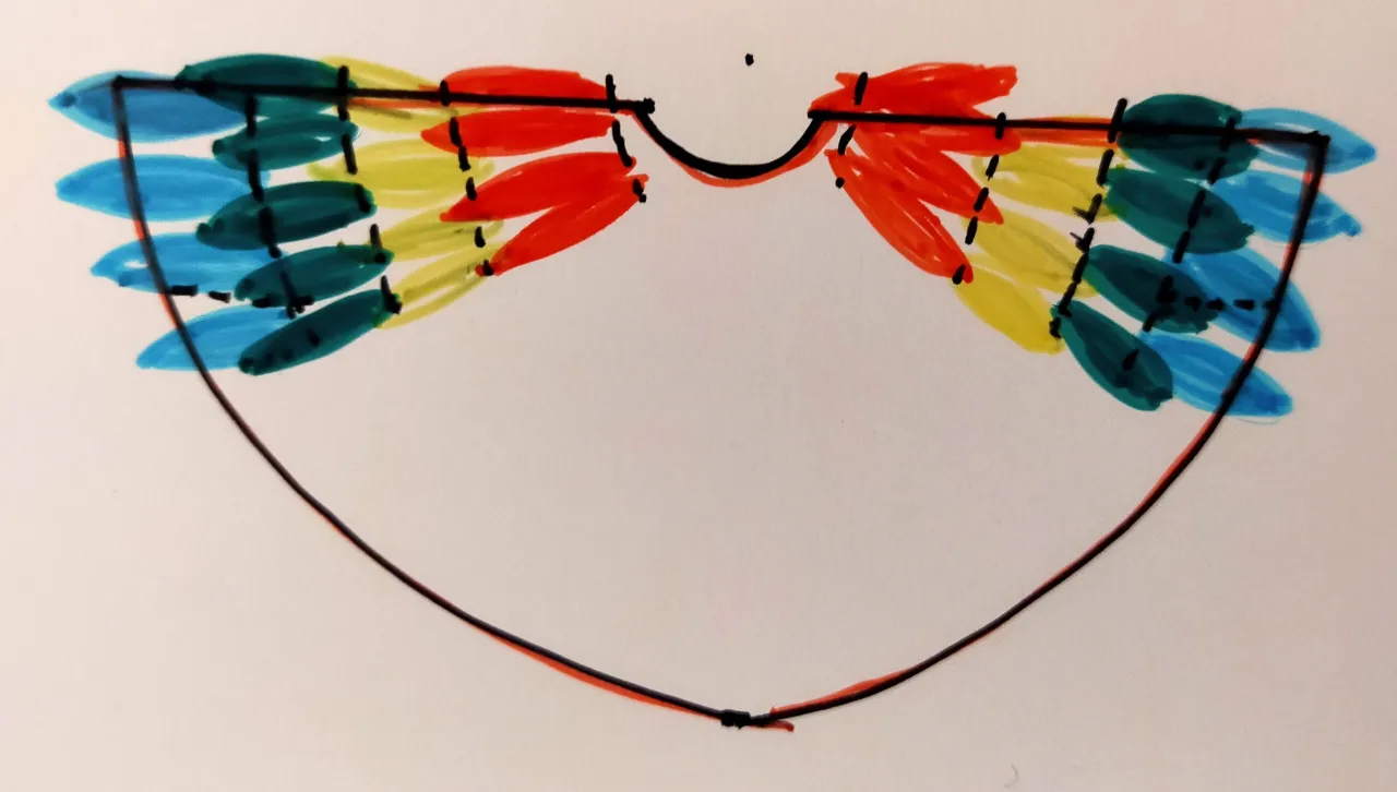 DIY strój papugi skrzydła