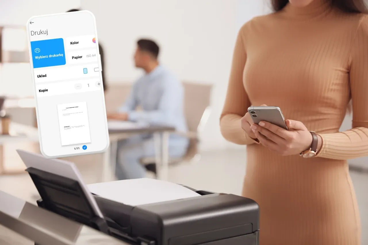 Telefon i drukarka połączone Wi-Fi