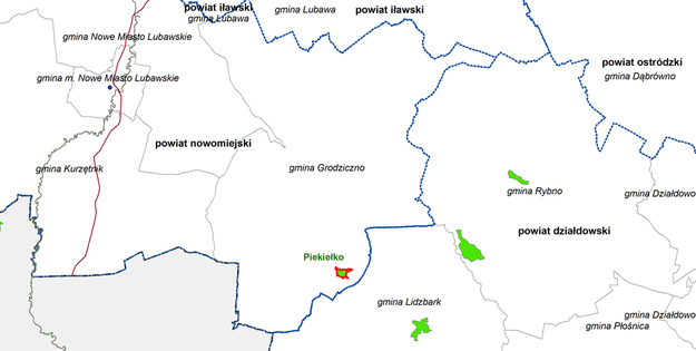Mapa rezerwatów Piekiełko w Polsce