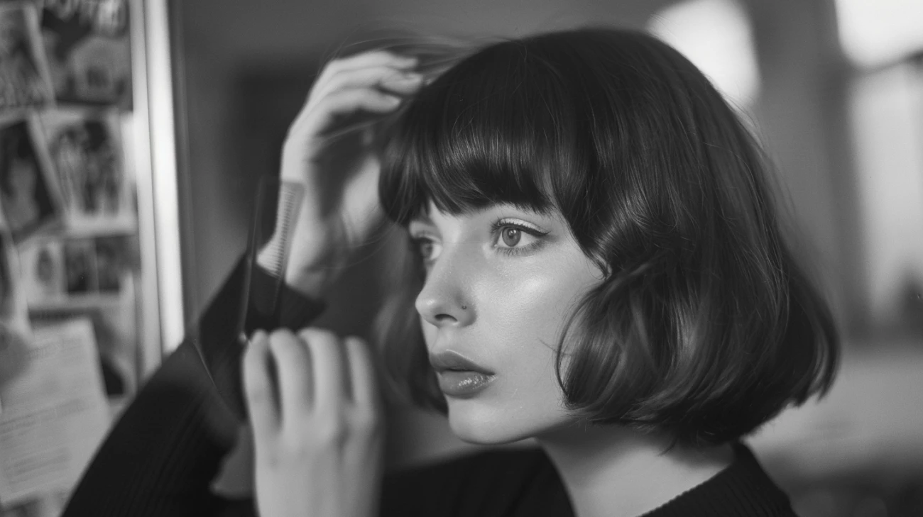 Zdjęcie Fryzura long bob z grzywką: Inspiracje i wskazówki