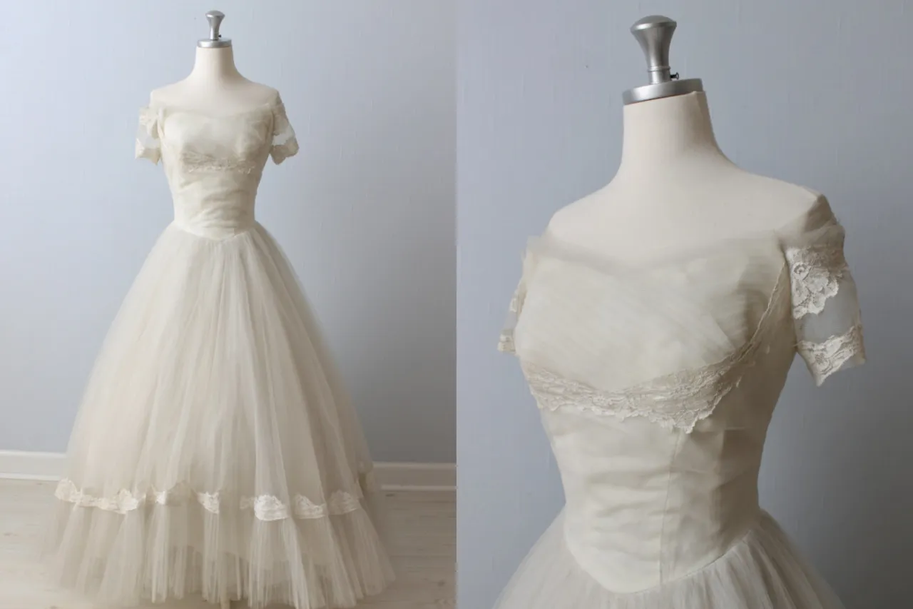 poż&oacute;łkła suknia ślubna vintage