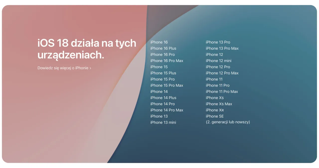 iPhone kompatybilność iOS 18