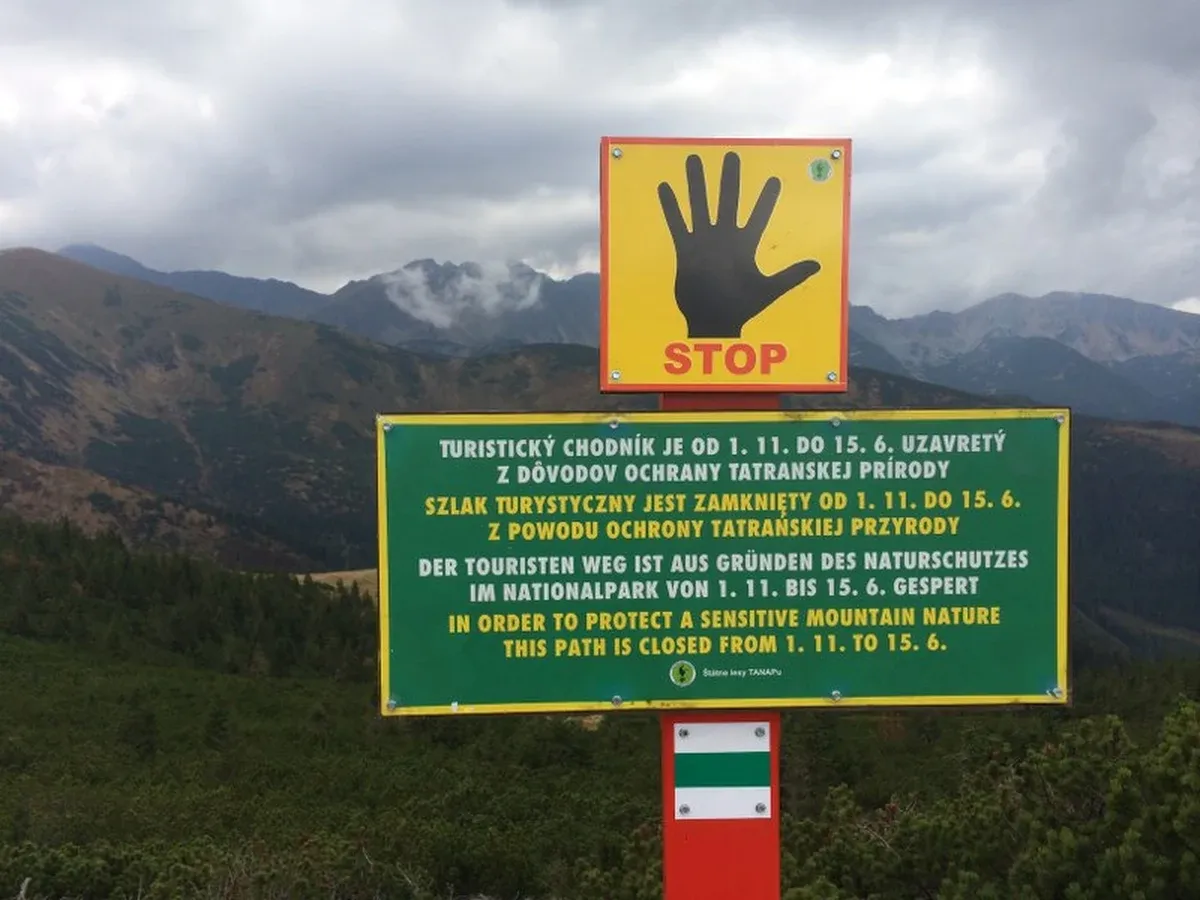 Tatry słowackie zamknięty szlak znak