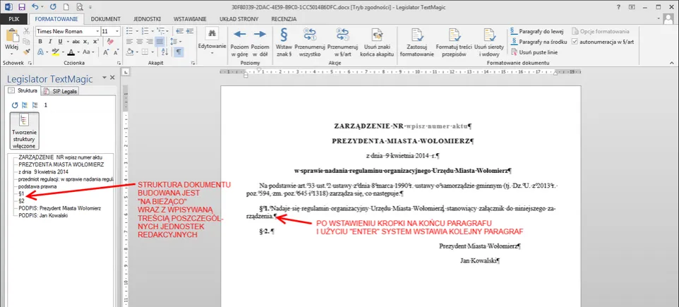 Struktura artykułu prawnego przykład