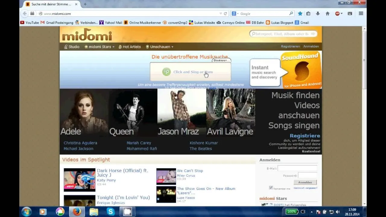 Musikerkennung Online Browser PC
