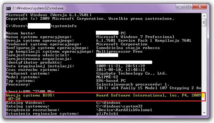 Jak sprawdzić model płyty głównej i wersję BIOS w Windows 7