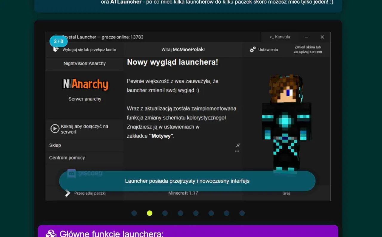 Crystal Launcher interfejs
