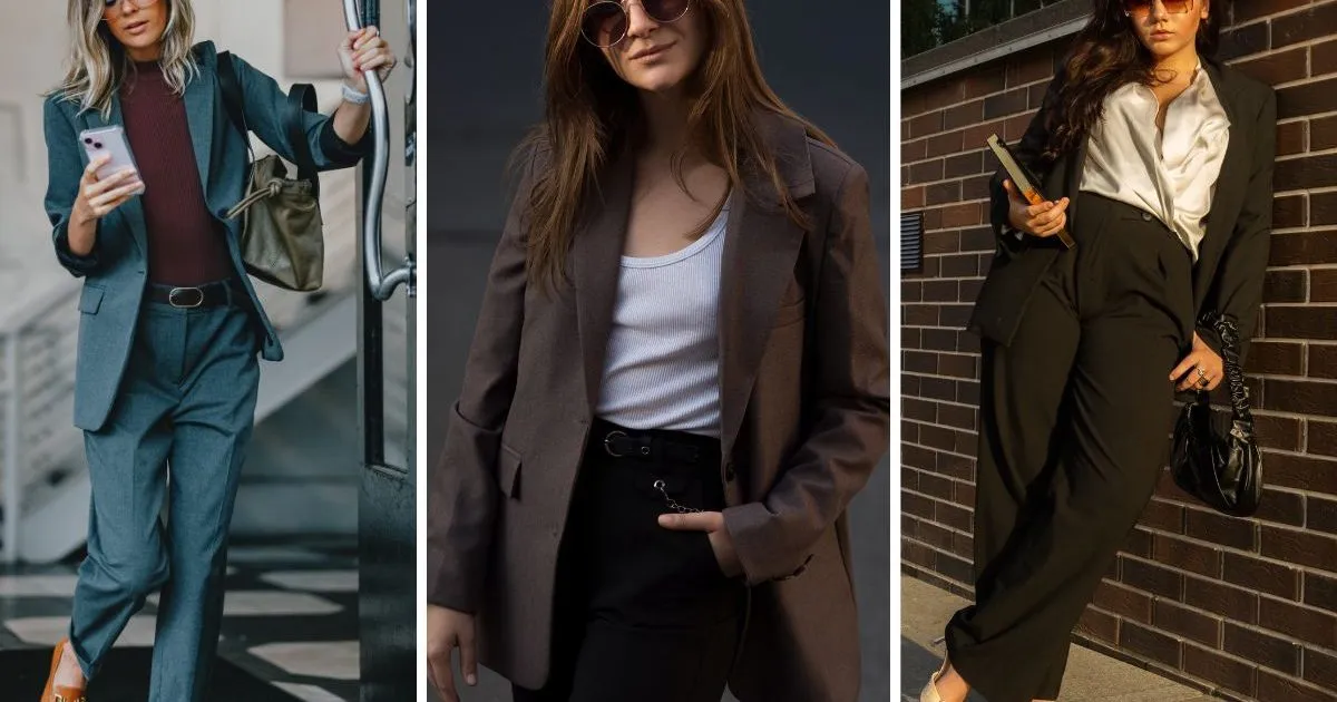 przykłady stylizacji z włożoną bluzką do biura na co dzień wieczorowo