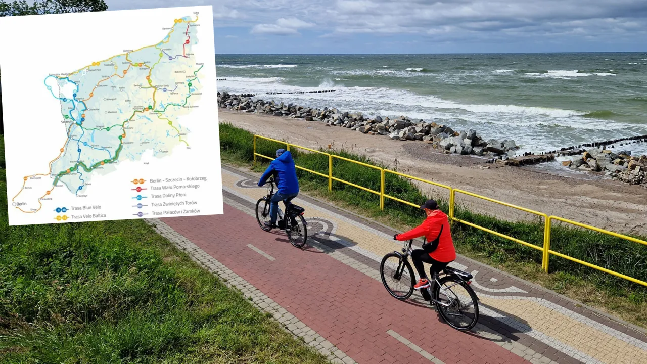 mapa Kołobrzeg Dźwirzyno trasa