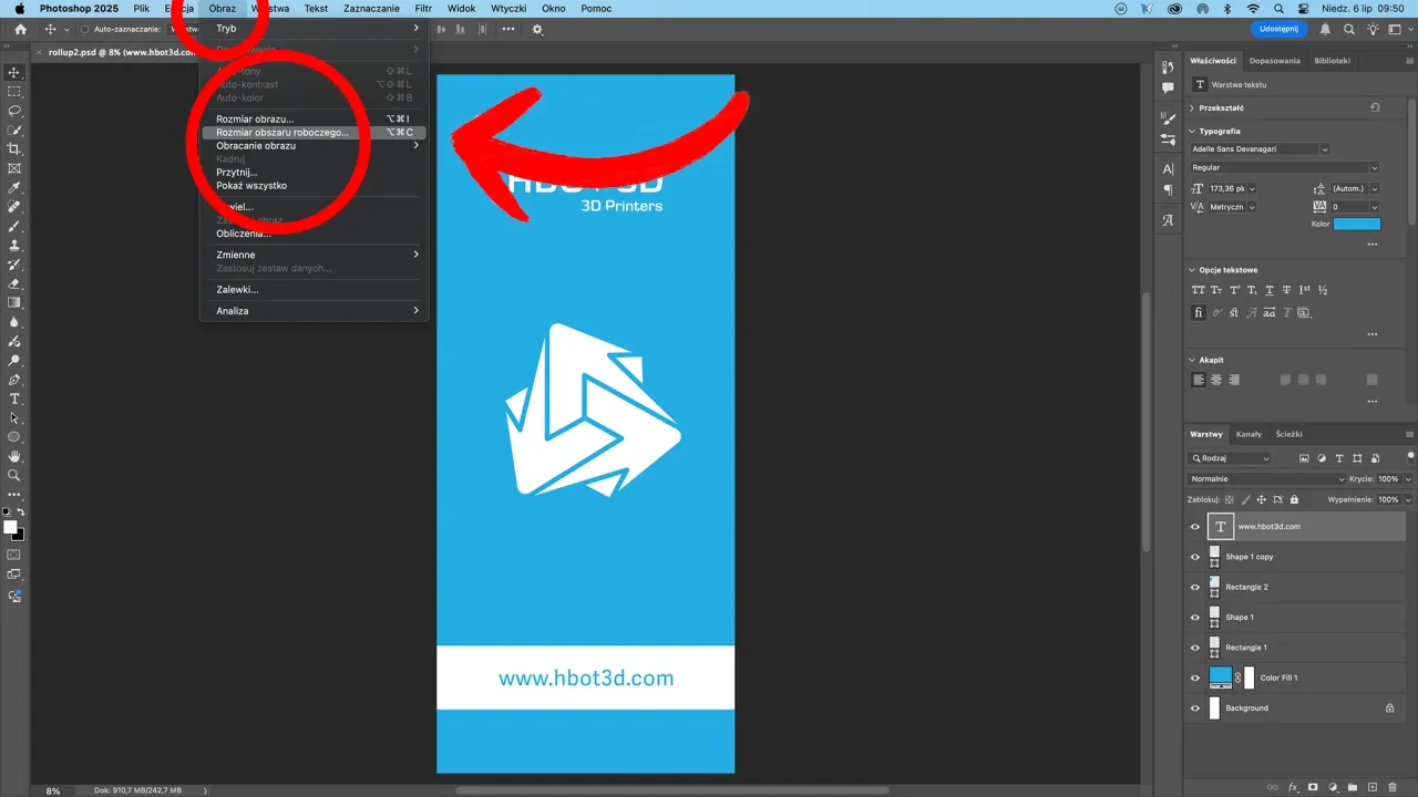 Jak przygotować plik do druku w Photoshopie? Menu 