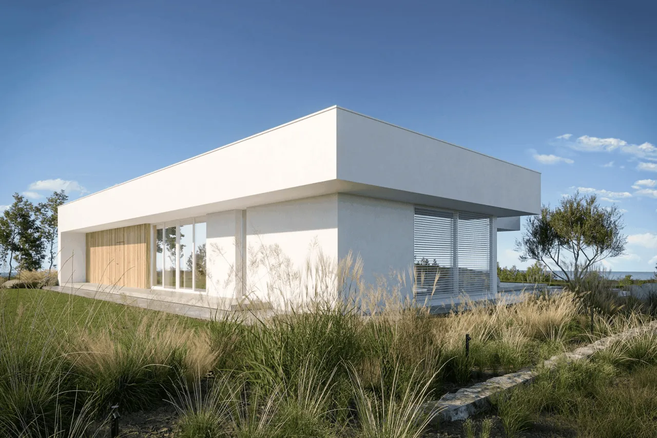 wizualizacja nowoczesnego domu jednorodzinnego budowanego przez firmę