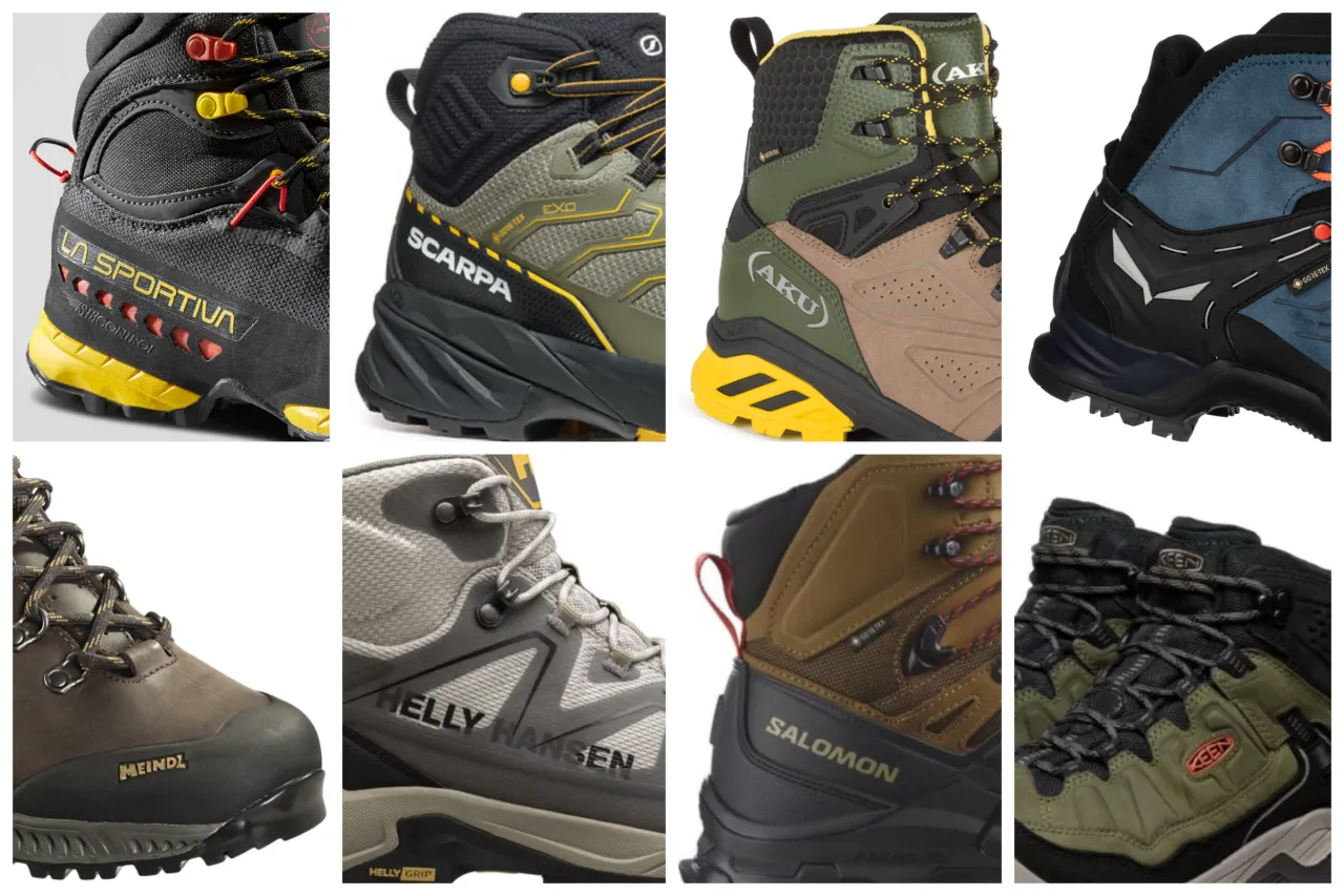 Osiem par but&oacute;w trekkingowych r&oacute;żnych marek: La Sportiva, Scarpa, Aku, Salewa, Meindl, Helly Hansen, Salomon, Keen. Idealne buty w g&oacute;ry dla każdego.