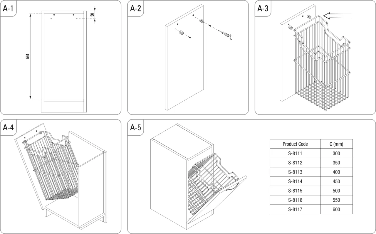 Wymiarowanie szafki na kosz na pranie