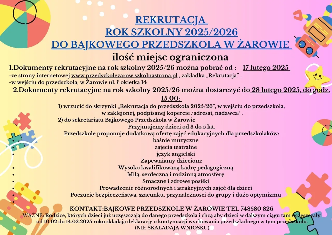 Dokumenty rekrutacyjne do przedszkola