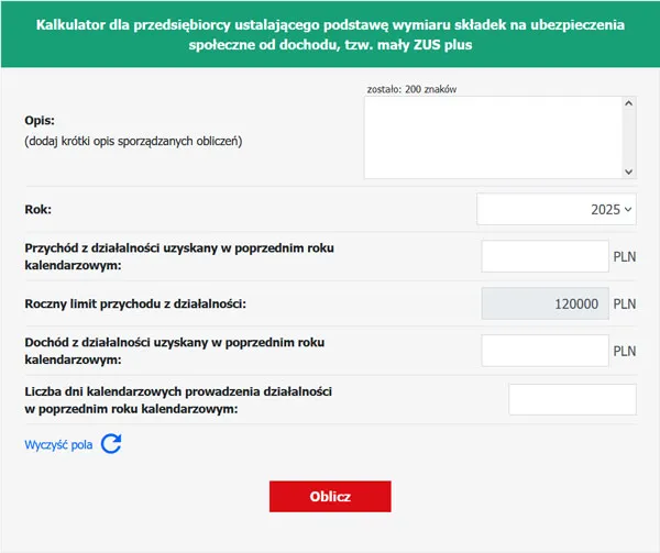 Kalkulator ZUS ulgi dla firm