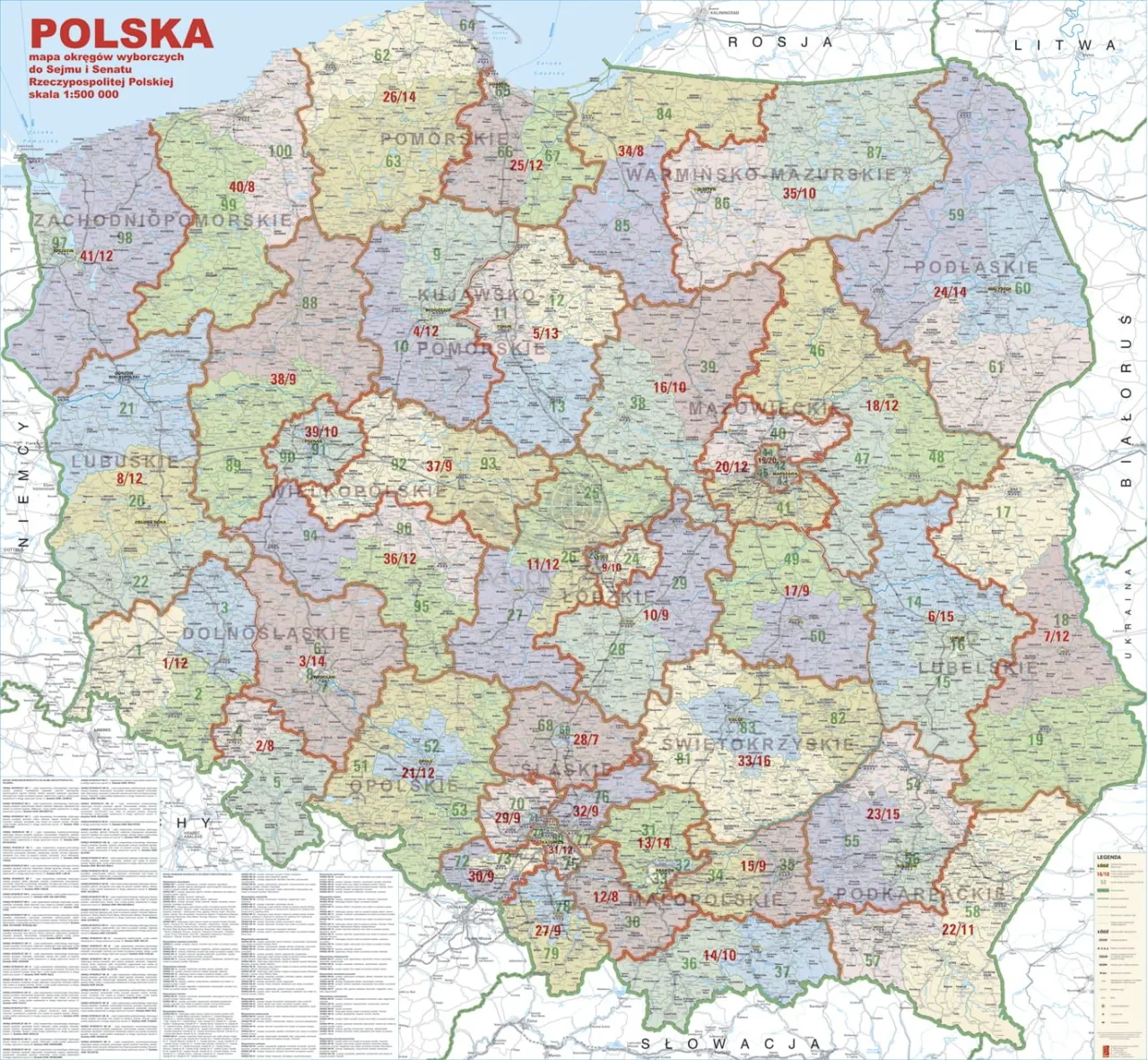 Mapa okręgów wyborczych do Sejmu w Polsce 2025