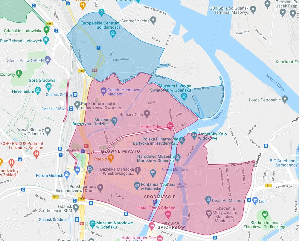 Parkingi Gdańsk Starówka mapa